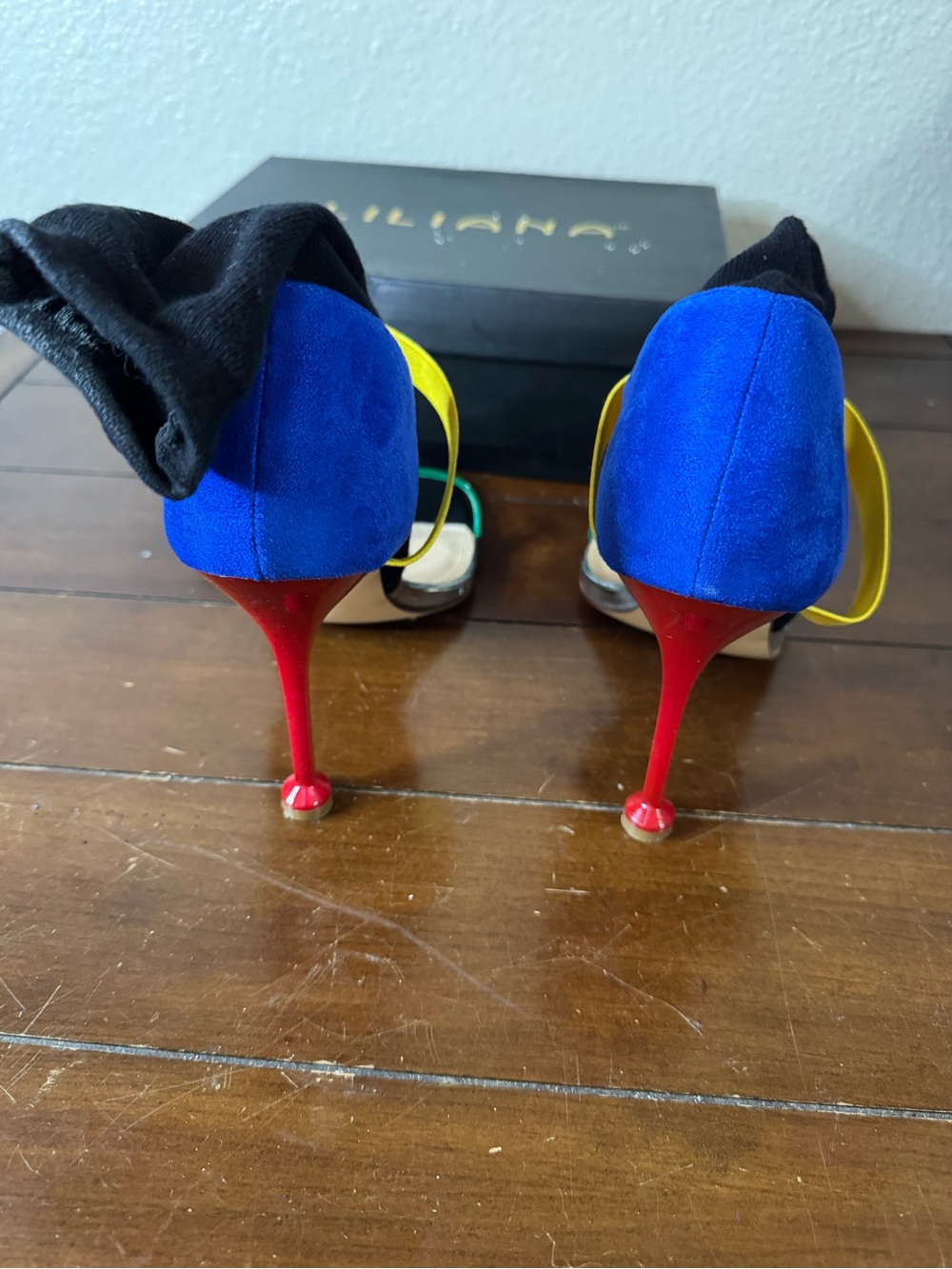 Liliana Multicolor Stiletto Sandal in Blue, Yellow, Green and Red - Picture 4 of 6
